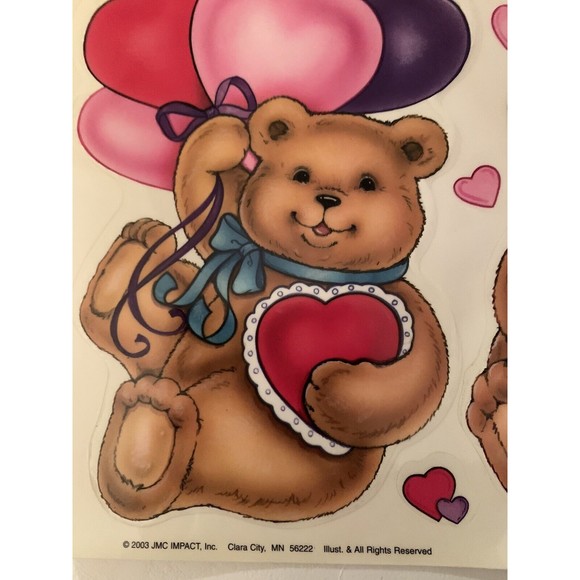 Valentine's Day Window Clings Hearts Love Teddy Bears Candy Cupid Honey 2003 - Picture 4 of 12
